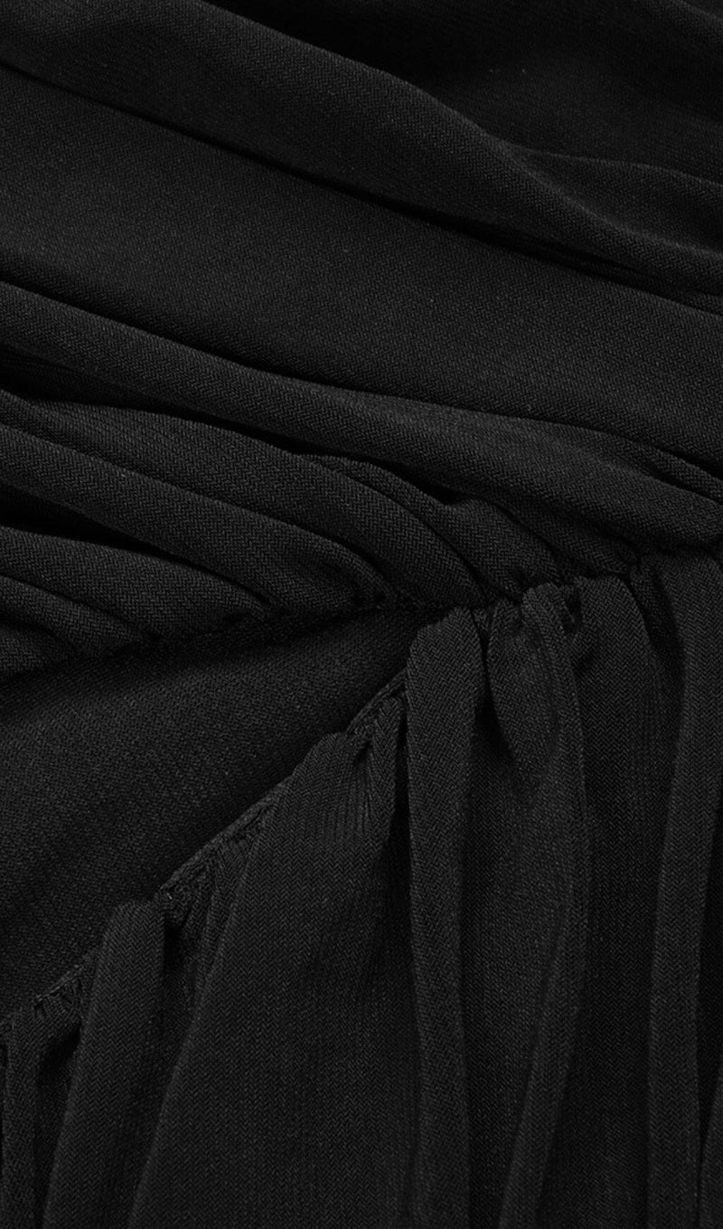 STRAPLESS PLEATED DRESS IN BLACK DRESSES styleofcb 