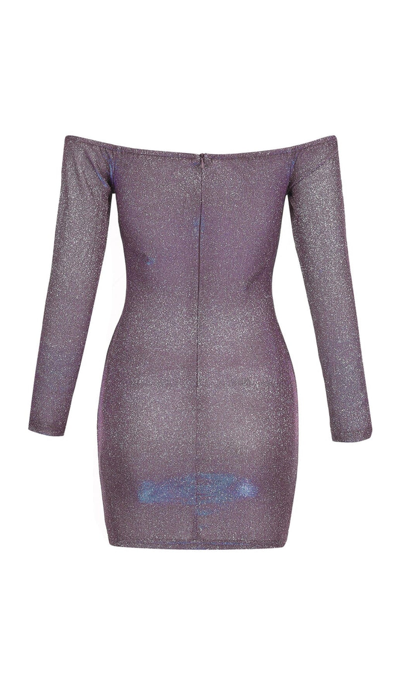 PURPLE OFF SHOULDER MINI DRESS styleofcb 