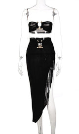 STRAPLESS TOP MAXI DRESS TWO PIECE SUIT Clothing styleofcb XS BLACK 