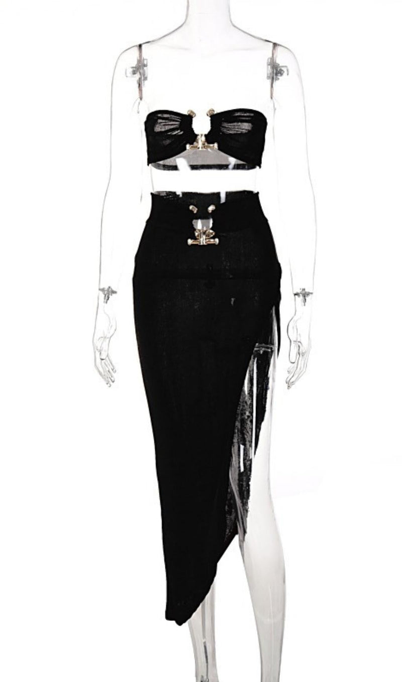 STRAPLESS TOP MAXI DRESS TWO PIECE SUIT Clothing styleofcb XS BLACK 