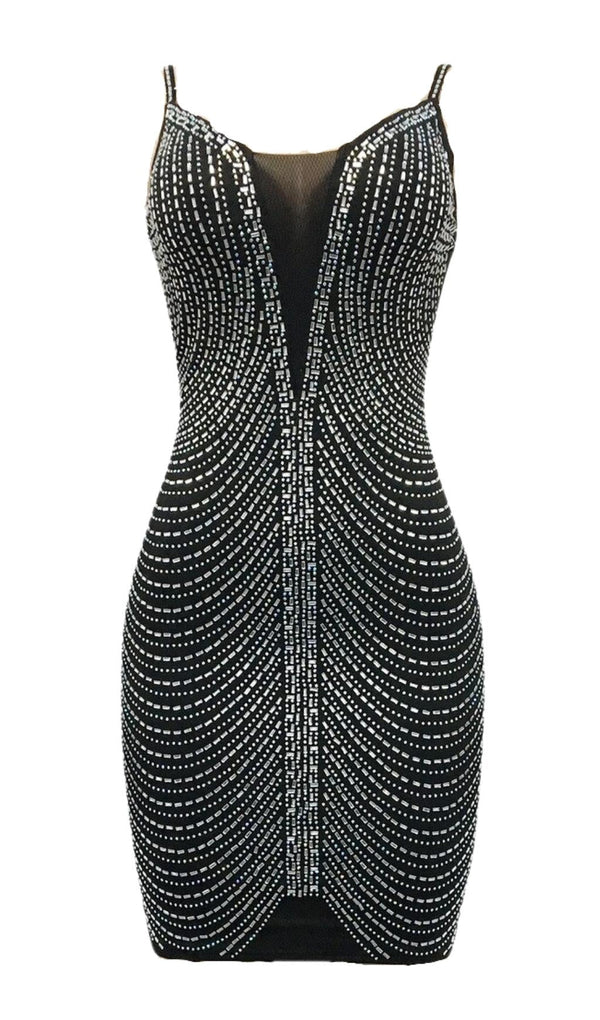BANDAGE SEQUIN MINI DRESS IN BLACK Dresses styleofcb 