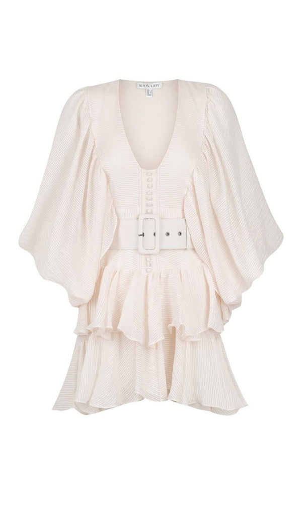 PLUNGED DRAPED MINI DRESS Dresses styleofcb S WHITE 