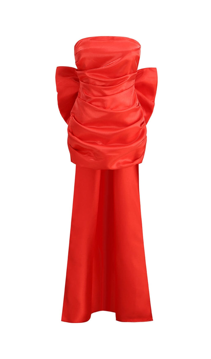 STRAPLESS BOWKNOT MINI DRESS IN RED Oh CICI 