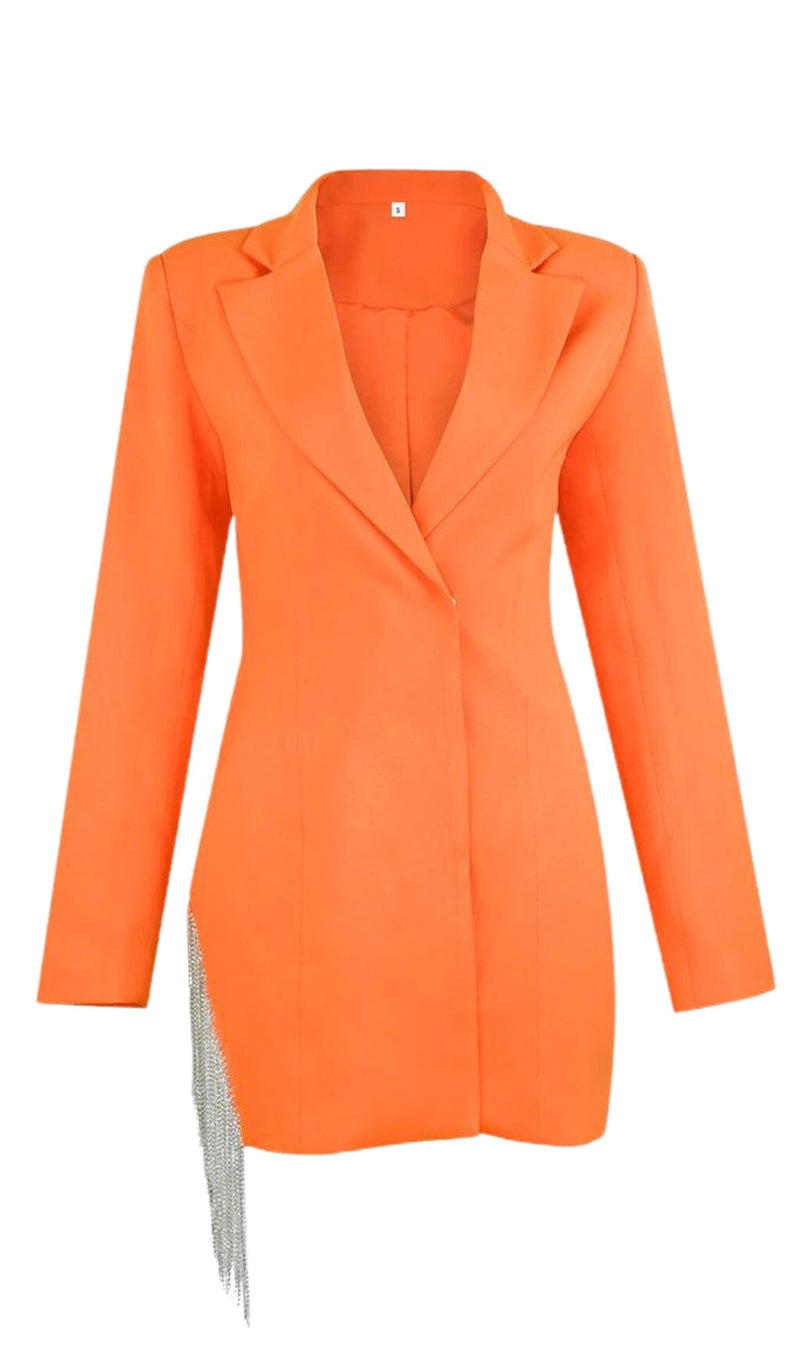 FREYA ORANGE CRYSTAL FRINGE BLAZER DRESS Dresses styleofcb 