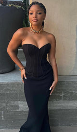 TUBE TOP TIGHT ZIPPER DRESS IN BLACK DREESES styleofcb 