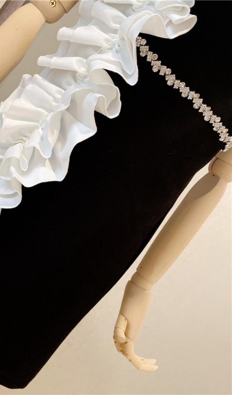 RUFFLE STRAPLESS BANDAGE MINI DRESS IN BLACK styleofcb 