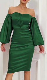 STRAPLESS LONG SLEEVE IN GREEN Dresses styleofcb 