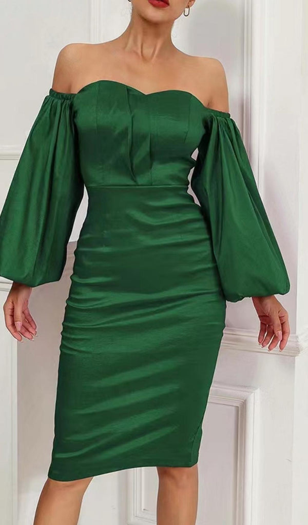STRAPLESS LONG SLEEVE IN GREEN Dresses styleofcb 