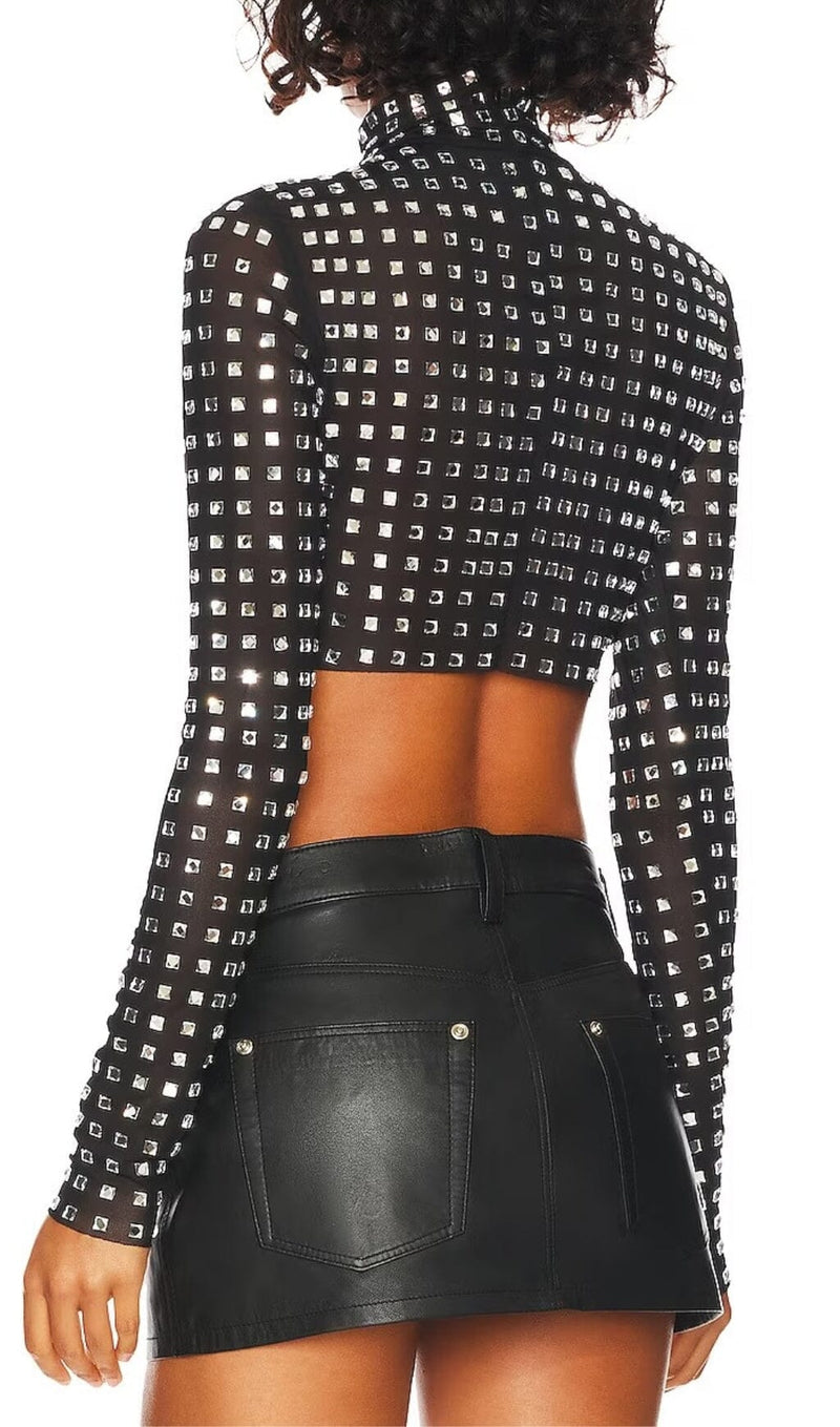 CRYSTAL CROP TOP IN BLACK styleofcb 