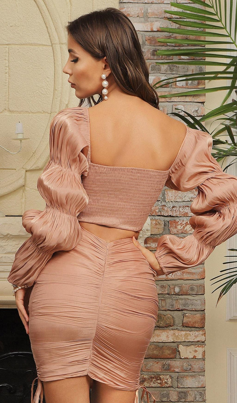 LONG SLEEVES RUCHED TWO PIECE SET Clothing styleofcb 