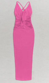 ROSE EMBELLISHED RUFFLED MIDI DRESS IN PINK styleofcb 