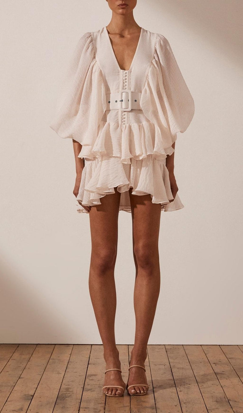 PLUNGED DRAPED MINI DRESS Dresses styleofcb 