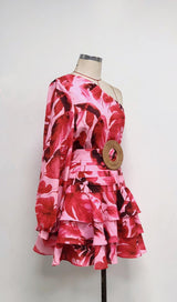 LONG SLEEVE ONE SHOULDER MINI DRESS Dresses styleofcb 