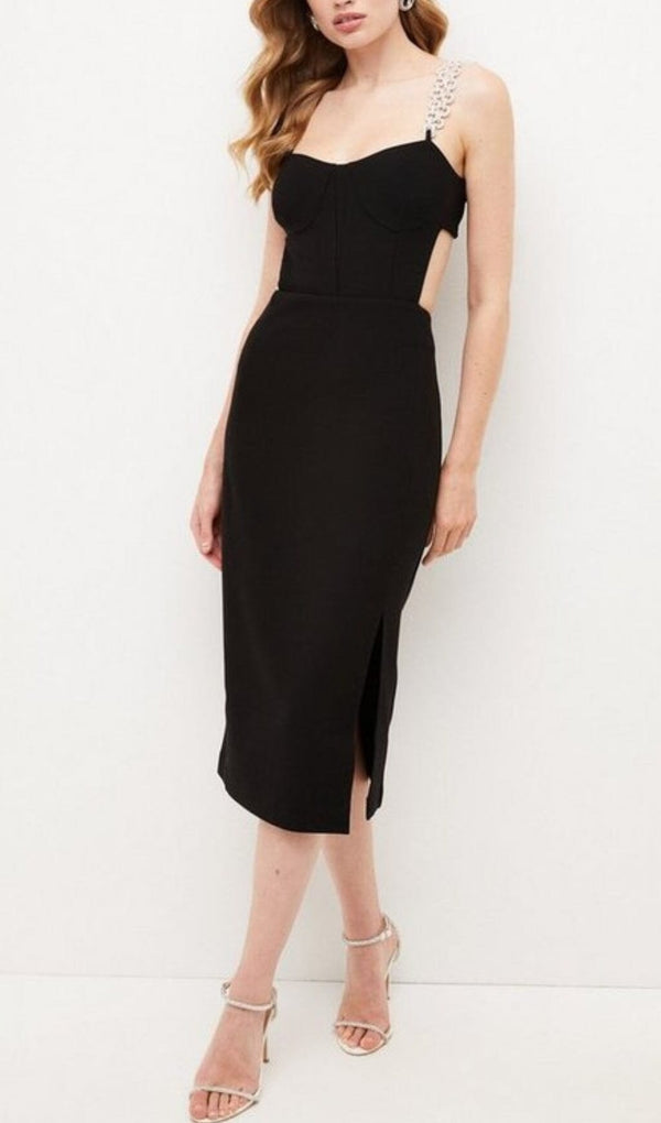 BANDAGE CUTOUT MIDI DRESS IN BLACK styleofcb 