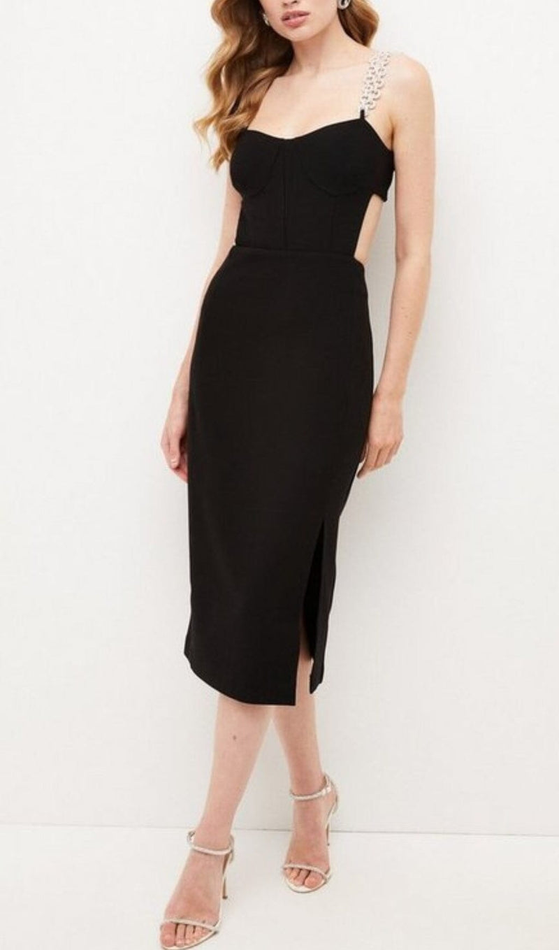 BANDAGE CUTOUT MIDI DRESS IN BLACK styleofcb 