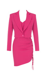 BARBIE PINK DRAWSTRING SLING SHORT SKIRT SUIT styleofcb 