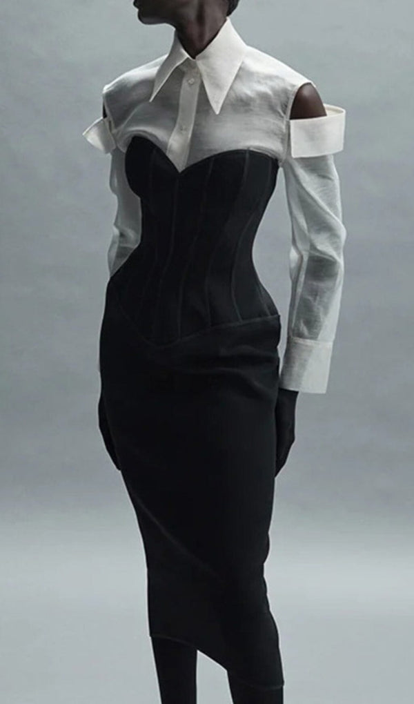 TUBE TOP TIGHT ZIPPER DRESS IN BLACK DREESES styleofcb 