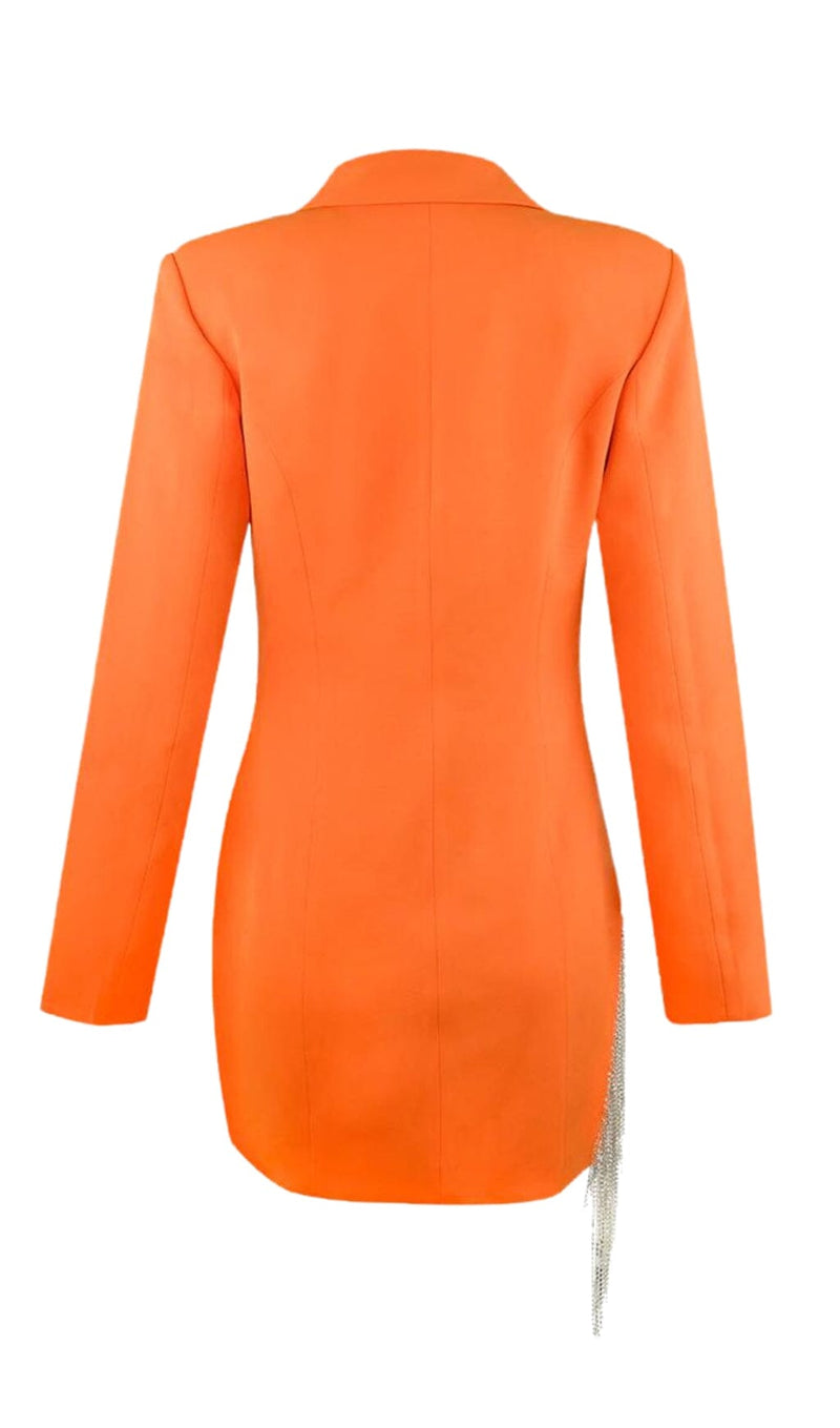 FREYA ORANGE CRYSTAL FRINGE BLAZER DRESS Dresses styleofcb 