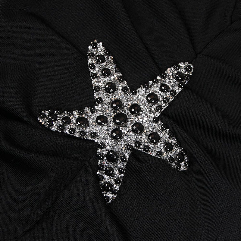 STARFISH EMBELLISHED MESH BODICE MAXI DRESS IN BLACK styleofcb 