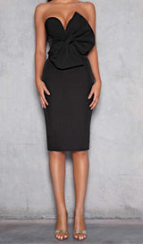 OFF THE SHOULDER BOWKNOT MIDI DRESS Dresses styleofcb XS BLACK 