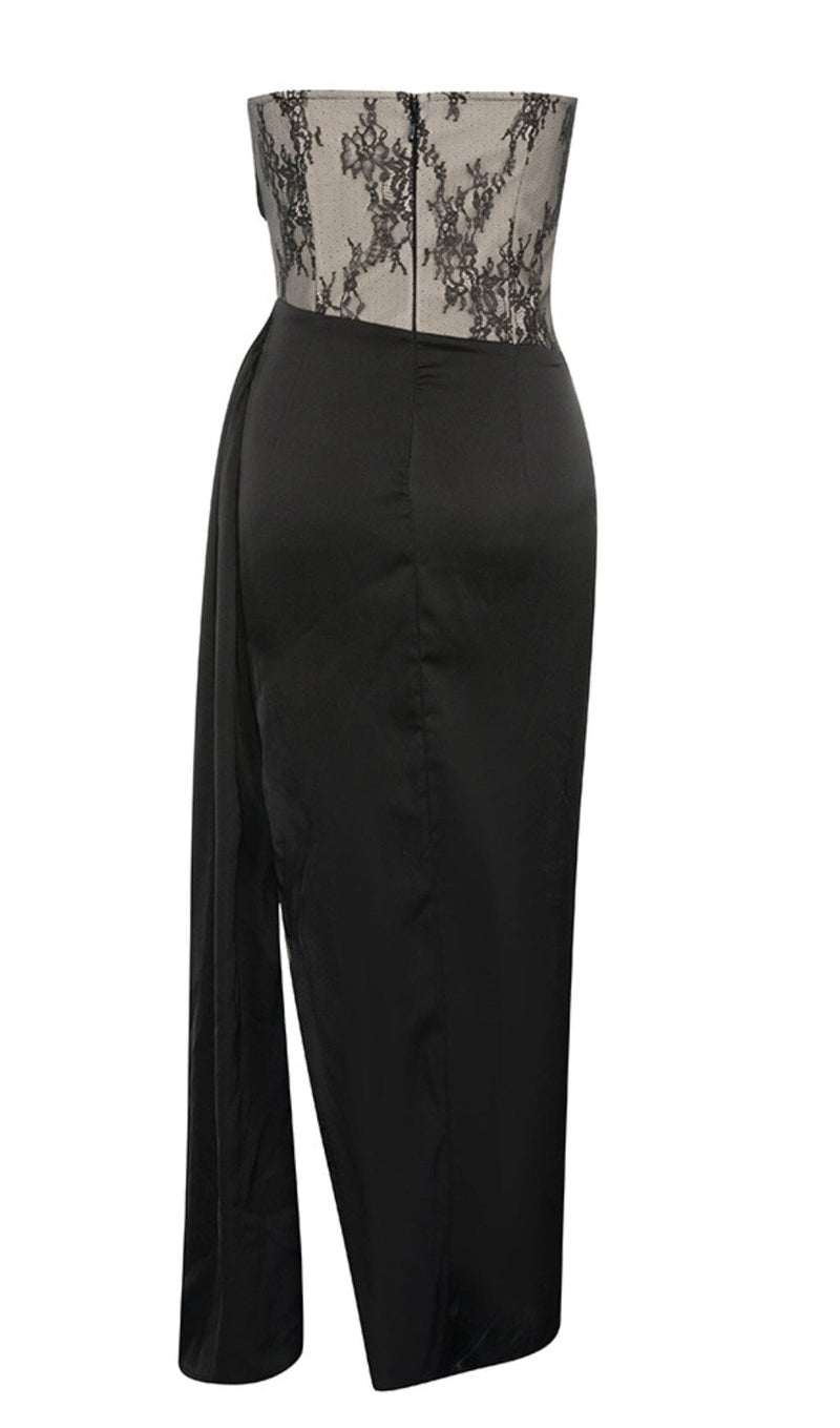 STRAPLESS CORSET MIDI DRESS IN BLACK styleofcb 