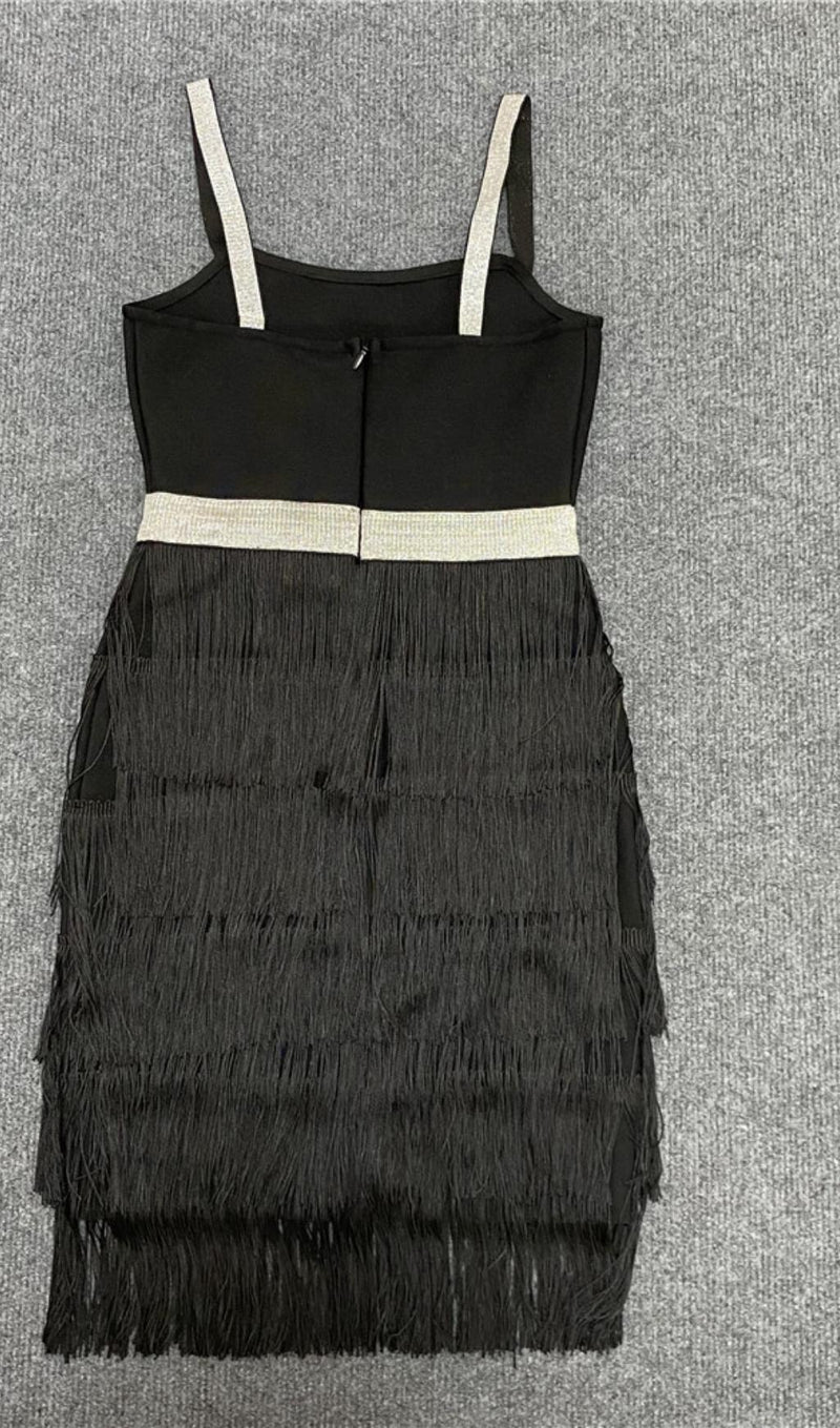 FRINGED BODYCON BACKLESS MINI DRESS Dresses styleofcb 