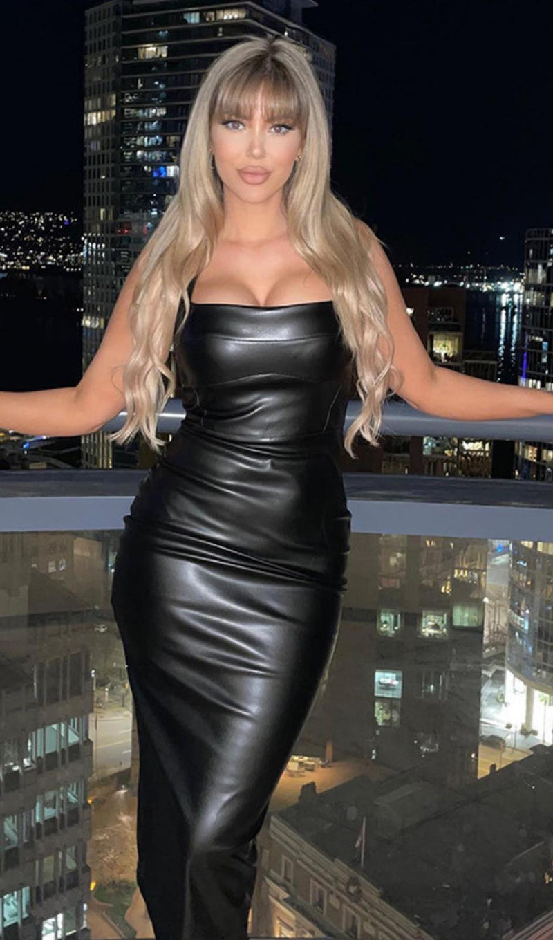 LEATHER STRAP MIDI DRESS Dresses styleofcb S BLACK 