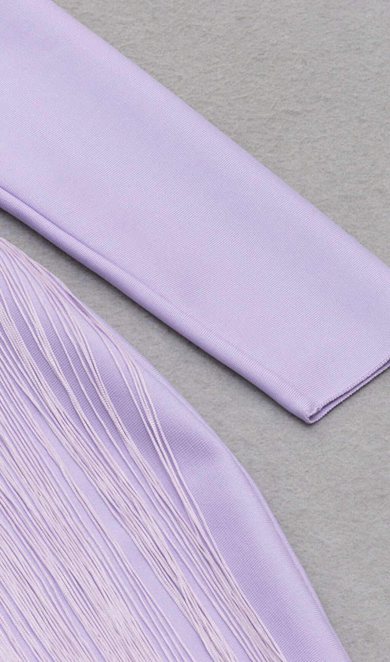 HOLLOWED-OUT SHOULDER FRINGED DRESS IN PURPLE styleofcb 