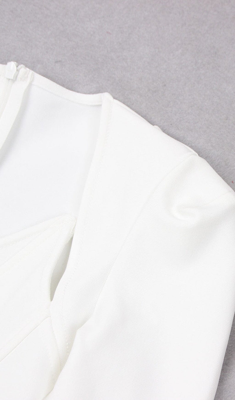 SQUARE SHOULDER CORSET MIDI DRESS IN WHITE styleofcb 