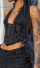 A small vest with a halter hook.