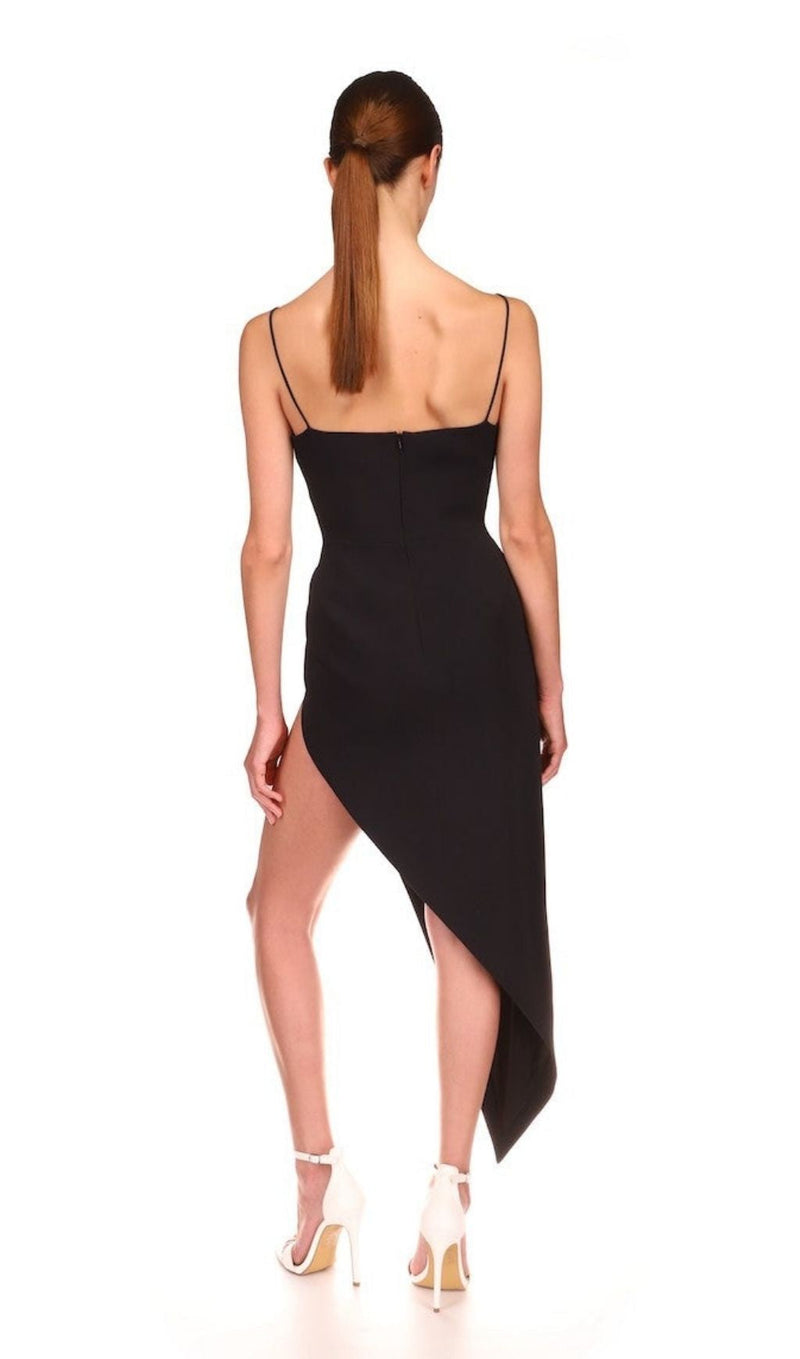 ASYMMETRIC CRYSTAL FLOWER DRESS IN BLACK Dresses styleofcb 
