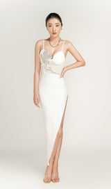 ASYMMETRIC CRYSTAL FLOWER DRESS IN BLACK Dresses styleofcb 