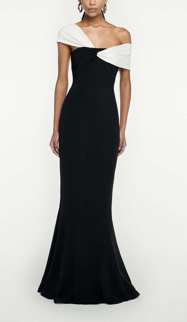 ASYMMETRIC OFF-THE-SHOULDER MAXI DRESS IN BLACK DRESS sis label 