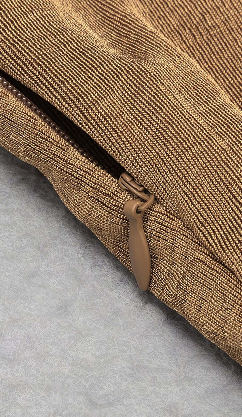 ASYMMETRICAL PATTERN MESH JUMPSUIT IN BROWN DRESS STYLE OF CB 