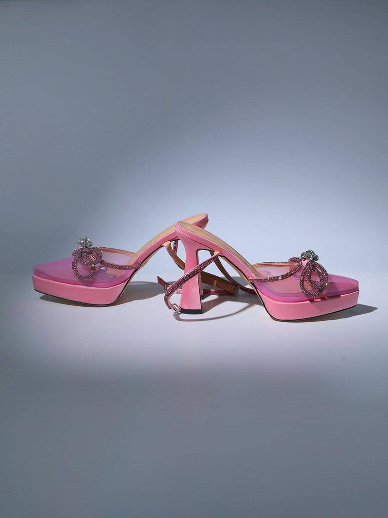 BOW CRYSTAL HEELS IN PINK Shoes styleofcb 