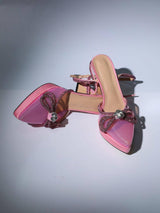 BOW CRYSTAL HEELS IN PINK Shoes styleofcb 