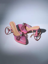 BOW CRYSTAL HEELS IN PINK Shoes styleofcb 