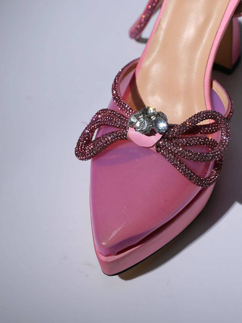 BOW CRYSTAL HEELS IN PINK Shoes styleofcb 