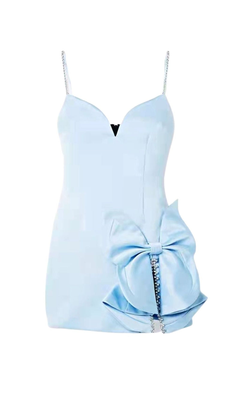 BABY BLUE CRYSTAL BOW MINI DRESS Dresses styleofcb XS BLUE 