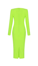 BANDAGE LONG SLEEVE MIDI DRESS IN FLUORESCENT GREEN Dresses styleofcb 