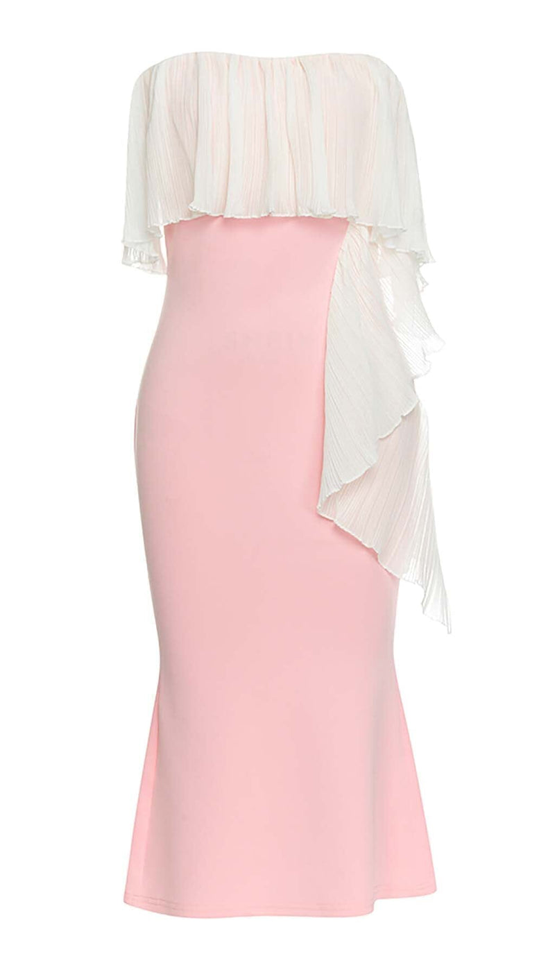 BANDEAU MERMAID MIDI DRESS IN PINK DRESS STYLE OF CB 