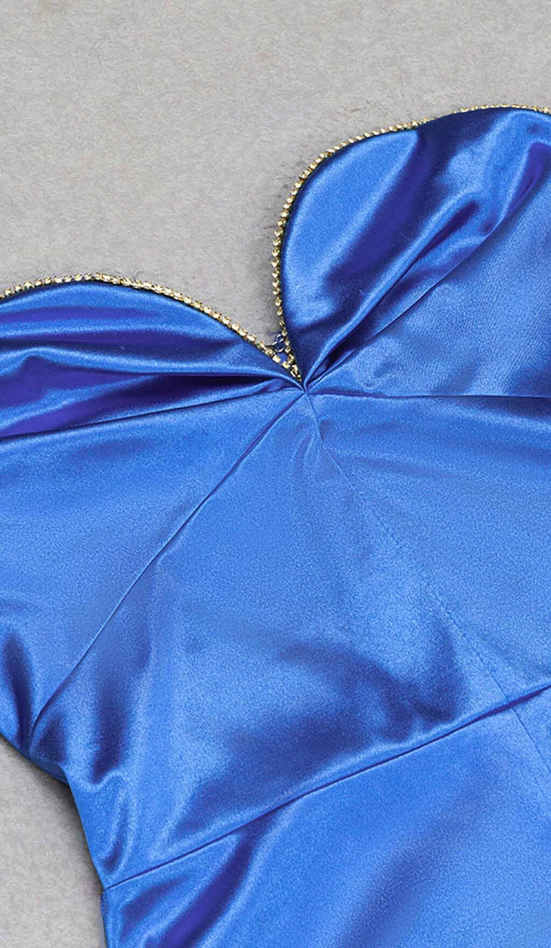BANDEAU BODYCON MIDI DRESS IN BLUE DRESS STYLE OF CB 