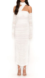 BANDEAU HALTER MIDI DRESS IN WHITE DRESS styleofcb 