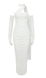 BANDEAU HALTER MIDI DRESS IN WHITE DRESS styleofcb 