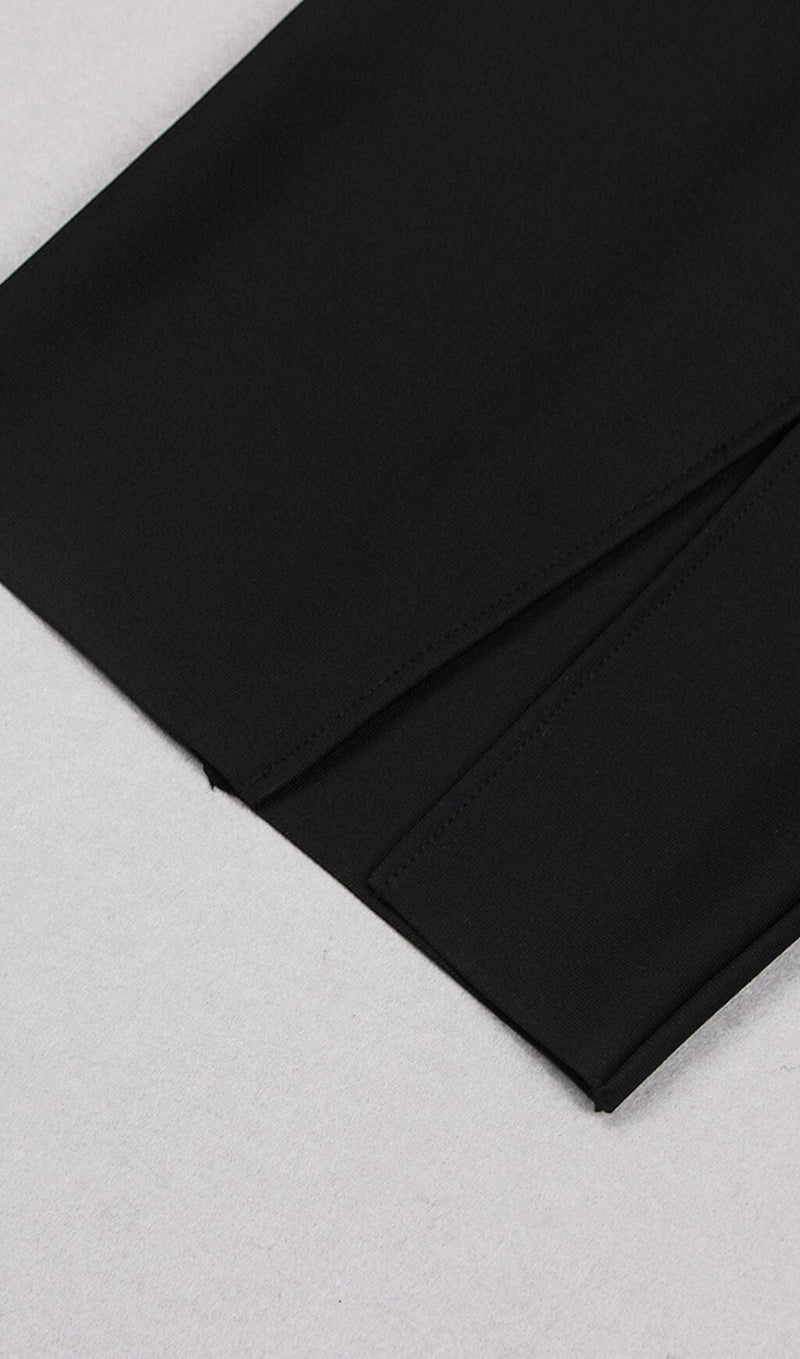 BANDEAU THIGH SLIT MIDI DRESS IN BLACK DRESS STYLE OF CB 