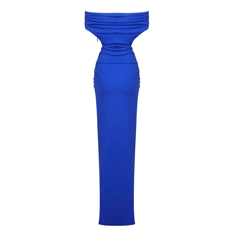 SPLIT SATIN CORSET DRESS IN BLUE DRESS styleofcb 