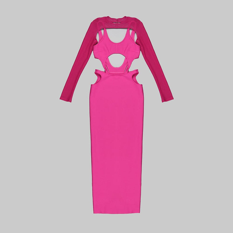 CUT OUT HIP WRAP MIDI DRESS IN PINK DRESS styleofcb 