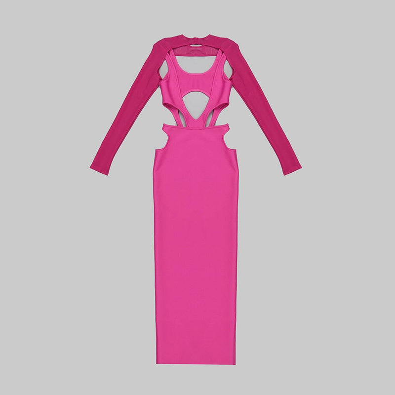 CUT OUT HIP WRAP MIDI DRESS IN PINK DRESS styleofcb 