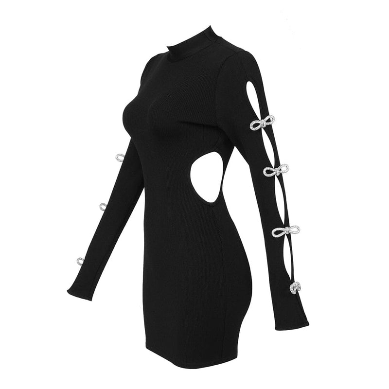 BACKLESS HIP WRAP MINI DRESS IN BLACK DRESS styleofcb 