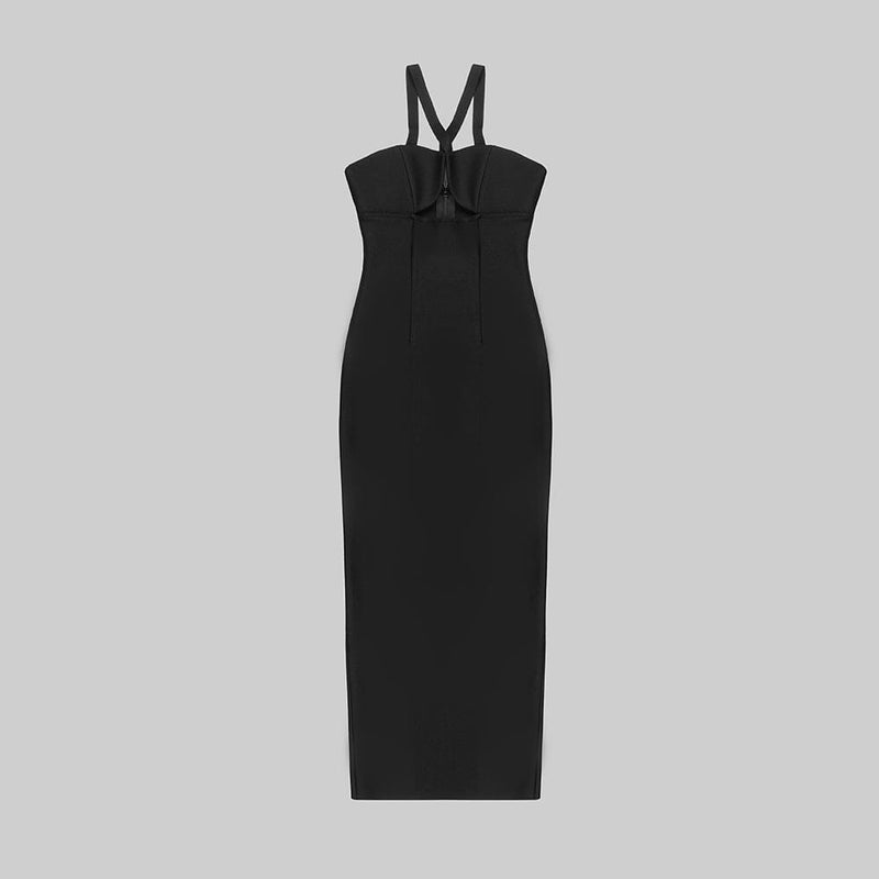 HALTER STRAPLESS MIDI DRESS IN BLACK DRESS styleofcb 